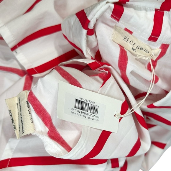 ECLE SWIM Reverie Oversized Shirt, Red White Stripes, M/L - Picture 11 of 11